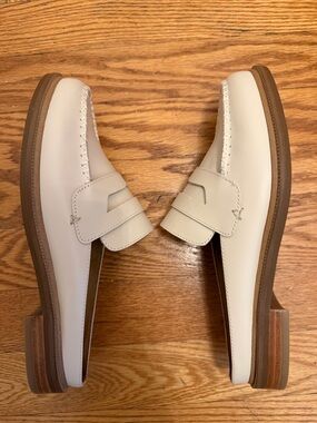 Kelsi Dagger Brooklyn Lock Loafer Mule Slip-On Size 7 Cream/Salt Leather NWOT